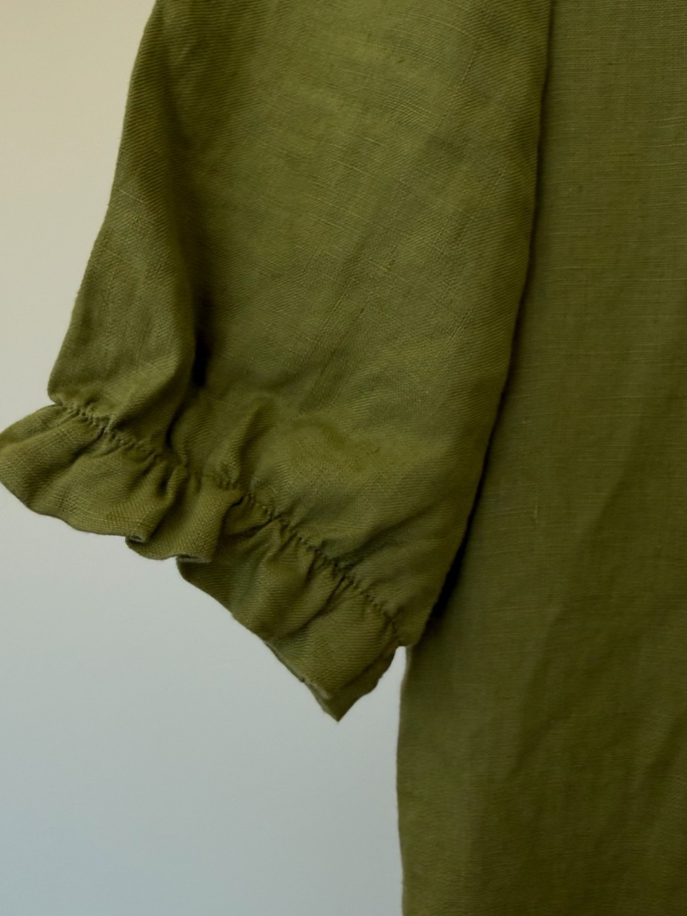 Wilfred Aritzia Olive Green Linen Blend Button Front Midi Dress XS-S - Picture 5 of 9